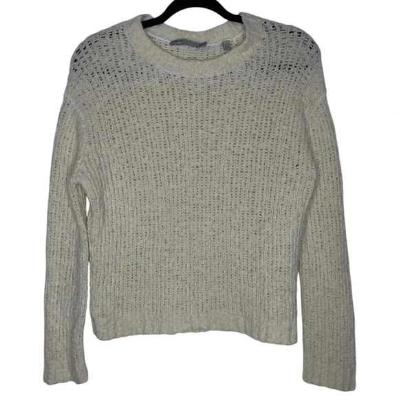 Vince Merino Wool Blend Chunky Knit Long Sleeve  Cream Sweater Size Small - Picture 2 of 8